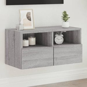 Comoda TV de perete vidaXL, gri sonoma, 60x30x30 cm, lemn prelucrat
