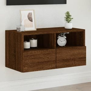 Comoda TV de perete vidaXL, stejar maro, 60x30x30 cm, lemn prelucrat