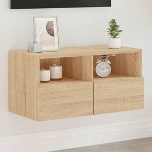 Comoda TV de perete vidaXL, stejar sonoma, 60x30x30 cm, lemn prelucrat