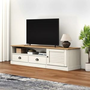 Comoda TV VIGO vidaXL, alb, 156x40x40 cm, lemn masiv de pin