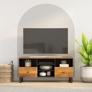 Comoda TV vidaXL, 100x33x46 cm, lemn masiv de mango si lemn compozit