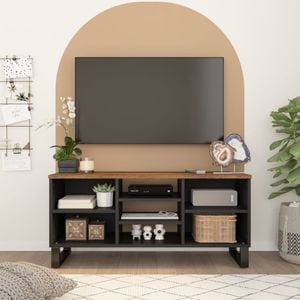 Comoda TV vidaXL, 100x33x46 cm, lemn masiv de mango si lemn prelucrat