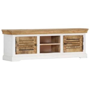 Comoda TV vidaXL, 118 x 30 x 40 cm, lemn masiv de mango