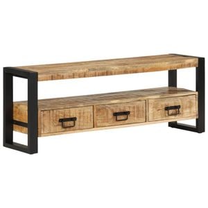 Comoda TV vidaXL, 120x30x45 cm, lemn masiv de mango
