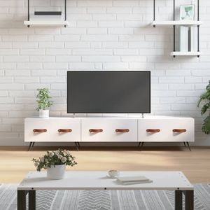 Comoda TV vidaXL, alb extralucios, 150x36x30 cm, lemn prelucrat