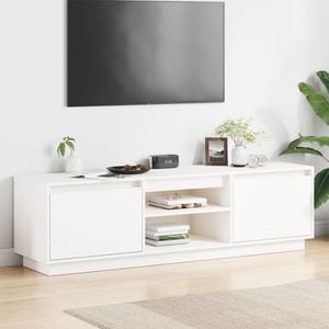 Comoda TV vidaXL, alb, 140x35x40 cm, lemn masiv de pin