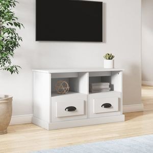 Comoda TV vidaXL, alb, 80x35x50 cm, lemn prelucrat