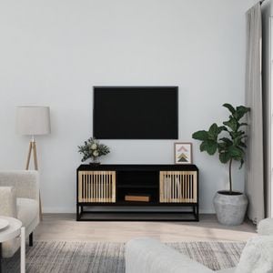 Comoda TV vidaXL, negru, 105x30x45 cm, lemn prelucrat & fier