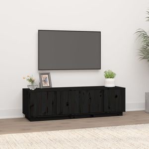 Comoda TV vidaXL, negru, 140x40x40 cm, lemn masiv de pin