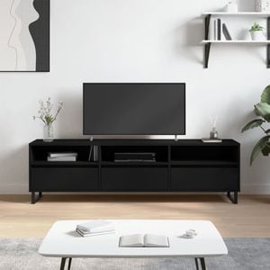Comoda TV vidaXL, negru, 150x30x44,5 cm, lemn prelucrat