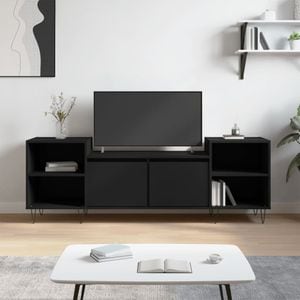 Comoda TV vidaXL, negru, 160x35x55 cm, lemn prelucrat