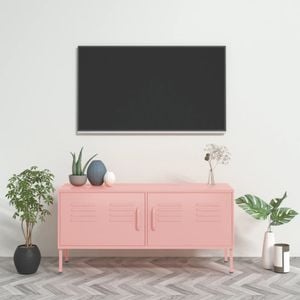 Comoda TV vidaXL, roz, 105x35x50 cm, otel