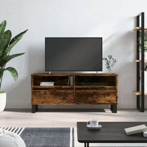 Comoda TV vidaXL, stejar fumuriu, 100x34,5x44,5 cm, lemn prelucrat
