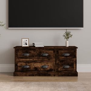 Comoda TV vidaXL, stejar fumuriu, 100x35,5x45 cm, lemn prelucrat