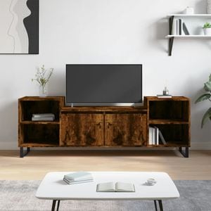 Comoda TV vidaXL, stejar fumuriu, 160x35x55 cm, lemn prelucrat