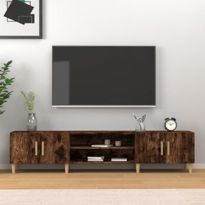 Comoda TV vidaXL, stejar fumuriu, 180x31,5x40 cm, lemn prelucrat