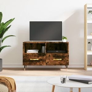 Comoda TV vidaXL, stejar fumuriu, 80x36x50 cm, lemn prelucrat