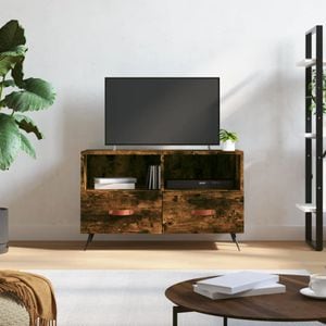 Comoda TV vidaXL, stejar fumuriu, 80x36x50 cm, lemn prelucrat