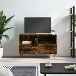 Comoda TV vidaXL, stejar fumuriu, 80x36x50 cm, lemn prelucrat