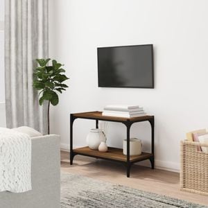 Comoda TV vidaXL, stejar maro, 60x33x41 cm, lemn prelucrat si otel