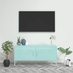 Comoda TV vidaXL, verde menta, 105x35x50 cm, otel