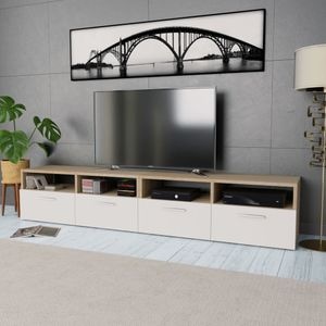 Comode TV 2 buc vidaXL, PAL, 95x35x36 cm, stejar si alb