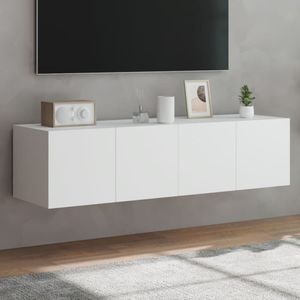 Comode TV de perete cu lumini LED vidaXL, 2 buc., alb, 60x35x31 cm