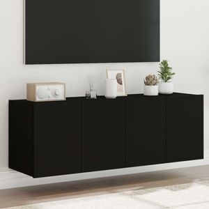 Comode TV de perete cu lumini LED vidaXL, 2 buc., negru, 60x35x41 cm 