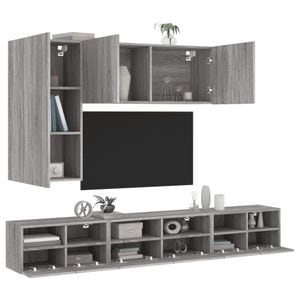 Comode TV de perete vidaXL, 5 piese, gri sonoma, lemn prelucrat