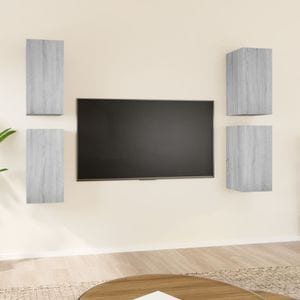 Comode TV vidaXL, 4 buc., gri sonoma, 30,5x30x60 cm, lemn prelucrat