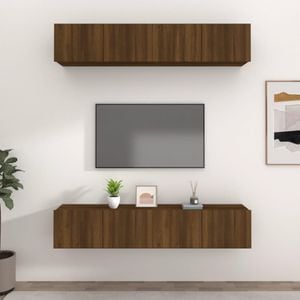Comode TV vidaXL, 4 buc., stejar maro, 80x30x30 cm, lemn prelucrat
