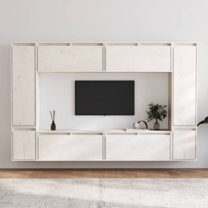 Comode TV vidaXL, 8 buc., alb, lemn masiv de pin