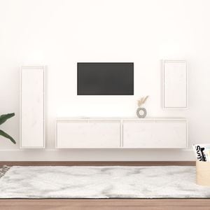Comode TV vidaXL, alb, 4 buc., lemn masiv de pin