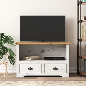 Comoda TV cu 2 sertare vidaXL BODO, maro, 91x43x56 cm, lemn masiv pin