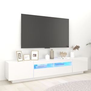 Comoda TV cu lumini LED vidaXL, alb extralucios, 200x35x40 cm