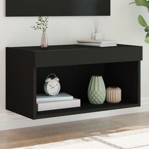 Comoda TV cu lumini LED vidaXL, negru, 60x30x30 cm