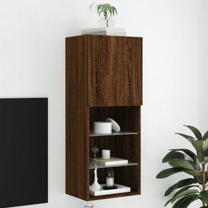 Comoda TV cu lumini LED vidaXL, stejar maro, 40,5x30x102 cm