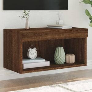 Comoda TV cu lumini LED vidaXL, stejar maro, 60x30x30 cm