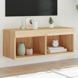 Comoda TV cu lumini LED vidaXL, stejar sonoma, 80x30x30 cm