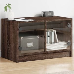 Comoda TV cu usi din sticla vidaXL, stejar maro, 68x37x42 cm