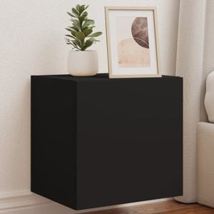 Comoda TV de perete cu lumini LED vidaXL, negru, 40,5x35x40 cm