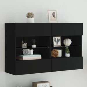 Comoda TV de perete cu lumini LED vidaXL, negru, 98,5x30x60,5 cm