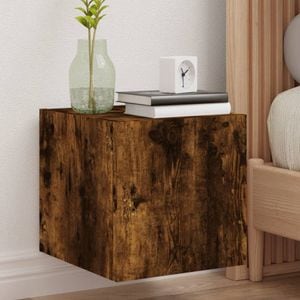 Comoda TV de perete cu lumini LED vidaXL, stejar fumuriu, 30,5x35x30cm