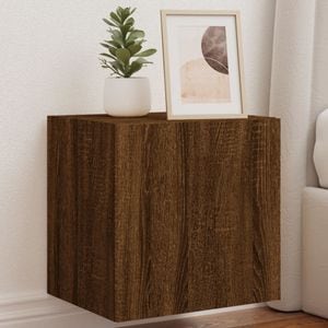 Comoda TV de perete cu lumini LED vidaXL, stejar maro, 40,5x35x40 cm