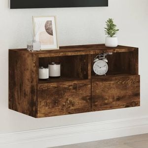 Comoda TV de perete stejar fumuriu 60x30x30 cm lemn prelucrat