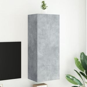 Comoda TV de perete vidaXL, gri beton, 40,5x30x102 cm, lemn prelucrat
