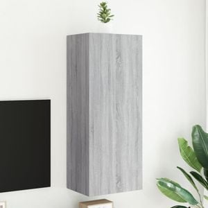 Comoda TV de perete vidaXL, gri sonoma 40,5x30x102 cm lemn prelucrat