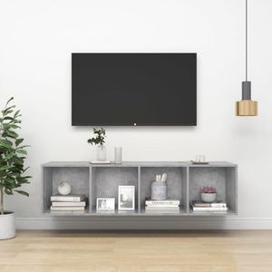 Comoda TV montat pe perete vidaXL, gri beton, 37x37x142,5 cm, PAL