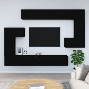 Comoda TV montat pe perete vidaXL, negru, lemn prelucrat
