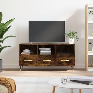 Comoda TV vidaXL, stejar afumat, 102x36x50 cm, lemn prelucrat